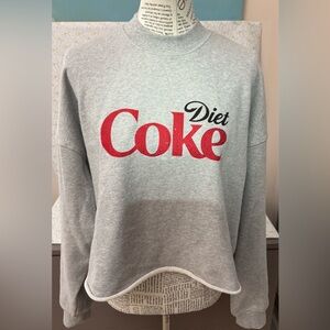 Forever 21 Rhinestone DIET COKE Cropped Gray High Neck Collar Sweatshirt Large